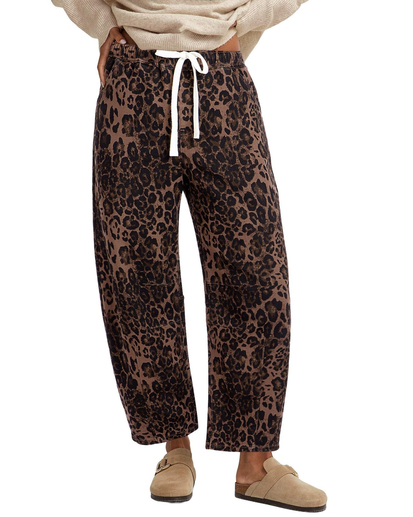 Casual Straight Pants Elastic High Waist