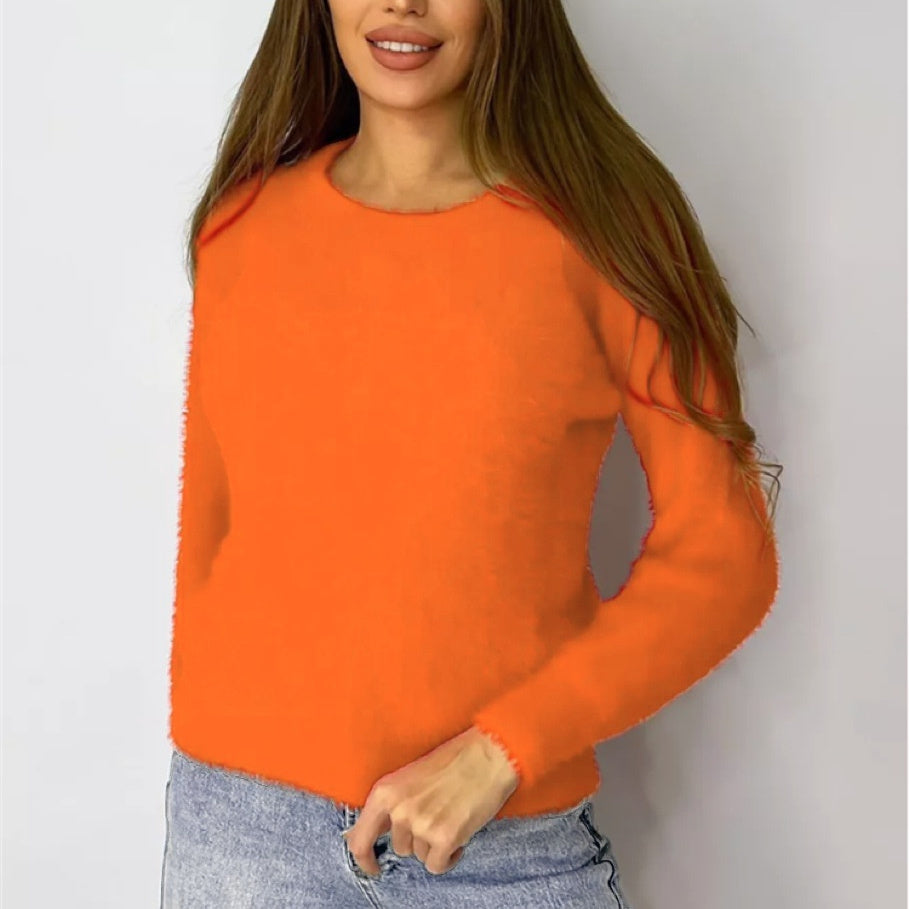 New Plush Pullover Crew Neck Sweater Women
