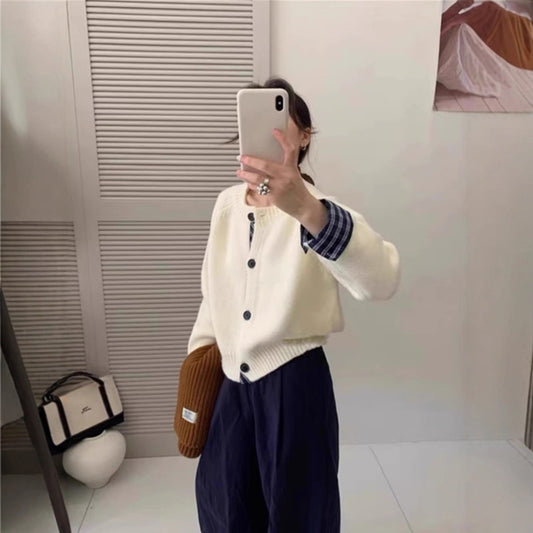 Autumn And Winter Korean Style High-grade Knitted Cardigan Coat For Women