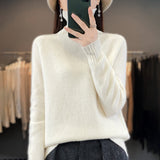 Women's Solid Color Turtleneck Knitting Pullover Long Sleeve Loose Sweater