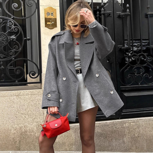 Idle Style Fashionable All-match Mid-length Woolen Women's Suit Jacket